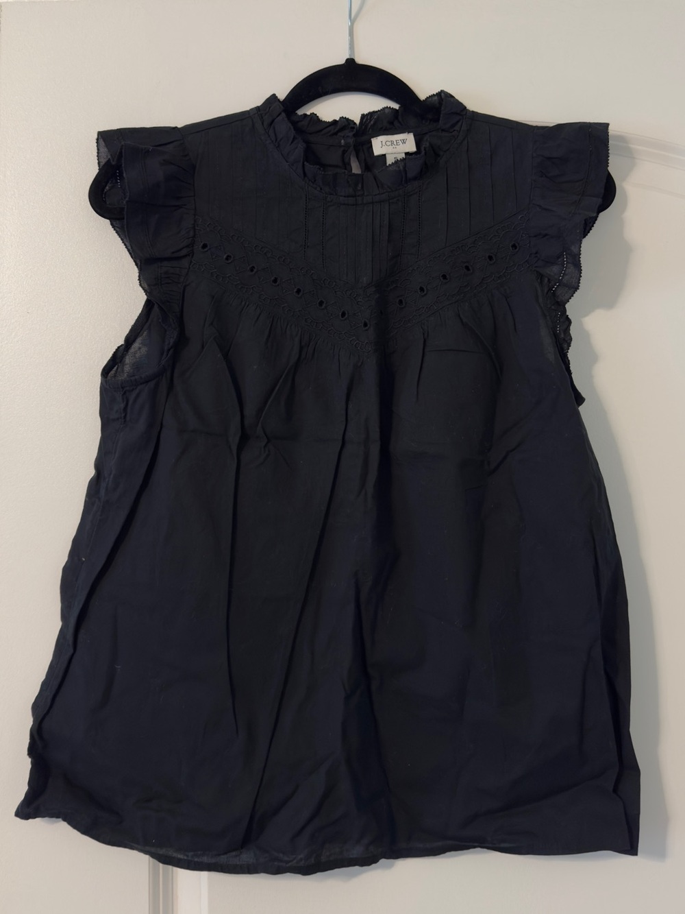 J. Crew Ruffled Sleeve Eyelet Top